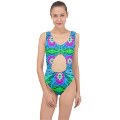 The Tropical Watercolor Peacock Feather Created By Flipstylez Designs  Center Cut Out Swimsuit by flipstylezfashionsLLC