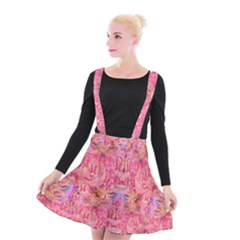 Pink Purple Beautiful Golden Butterfly Created By Flipstylez Designs Suspender Skater Skirt by flipstylezfashionsLLC