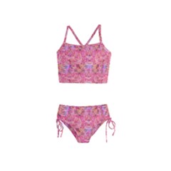 Pink Purple Beautiful Golden Butterfly Created By Flipstylez Designs Girls  Tankini Swimsuit by flipstylezfashionsLLC