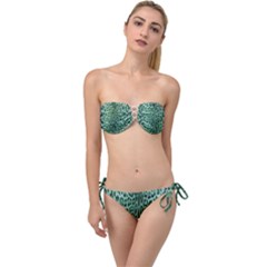 Green Leopard Twist Bandeau Bikini Set by CasaDiModa