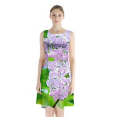 Elegant Pink Lilacs In Spring Sleeveless Waist Tie Chiffon Dress by FunnyCow