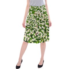 Green Field Of White Daisy Flowers Midi Beach Skirt by FunnyCow