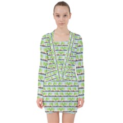 Cars And Trees Pattern V-neck Bodycon Long Sleeve Dress by linceazul