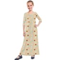 Beige Heart Cherries Kids  Quarter Sleeve Maxi Dress View1