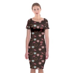 Heart Cherries Brown Classic Short Sleeve Midi Dress by snowwhitegirl