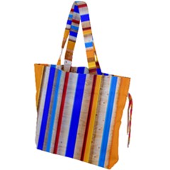 Colorful Wood And Metal Pattern Drawstring Tote Bag