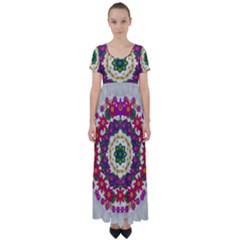 Fauna Fantasy Bohemian Midsummer Flower Style High Waist Short Sleeve Maxi Dress by pepitasart