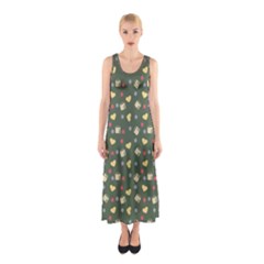 Green Milk Hearts Sleeveless Maxi Dress by snowwhitegirl