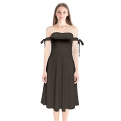 Dark Brown Shoulder Tie Bardot Midi Dress by snowwhitegirl