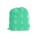 Seafoam Anchors Drawstring Pouch (Large) View1