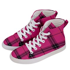 Dark Pink Plaid Women s Hi-top Skate Sneakers by snowwhitegirl