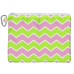 Zigzag Chevron Pattern Green Pink Canvas Cosmetic Bag (xxl) by snowwhitegirl