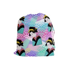 Japanese Abstract Drawstring Pouch (large) by snowwhitegirl