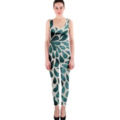 Teal Abstract Swirl Drops One Piece Catsuit by snowwhitegirl