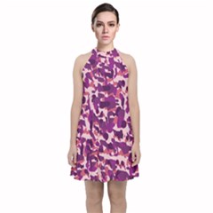 Pink Camo Velvet Halter Neckline Dress  by snowwhitegirl