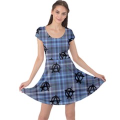 Blue  Plaid Anarchy Cap Sleeve Dress by snowwhitegirl