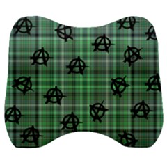 Green  Plaid Anarchy Velour Head Support Cushion by snowwhitegirl