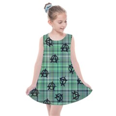 Green  Plaid Anarchy Kids  Summer Dress by snowwhitegirl