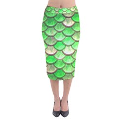 Green Mermaid Scale Velvet Midi Pencil Skirt by snowwhitegirl