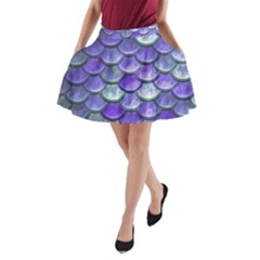 Blue Purple Mermaid Scale A-line Pocket Skirt by snowwhitegirl