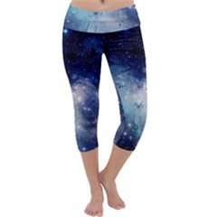 Nebula Blue Capri Yoga Leggings by snowwhitegirl