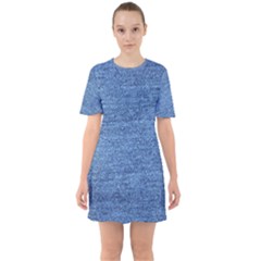 Blue Denim Sixties Short Sleeve Mini Dress by snowwhitegirl