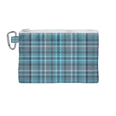 Teal Plaid Canvas Cosmetic Bag (medium) by snowwhitegirl