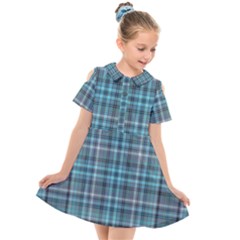 Teal Plaid Kids  Short Sleeve Shirt Dress by snowwhitegirl