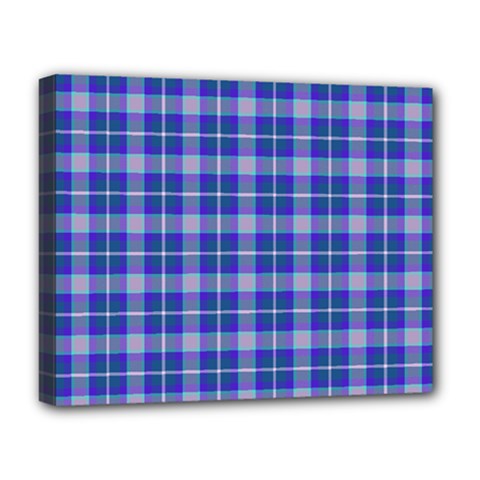 Blue Teal Plaid Deluxe Canvas 20  X 16   by snowwhitegirl