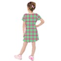 Pink Green Plaid Kids  Short Sleeve Velvet Dress View2