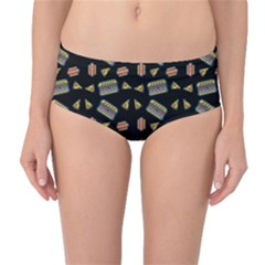 Fast Food Black Mid-waist Bikini Bottoms by snowwhitegirl