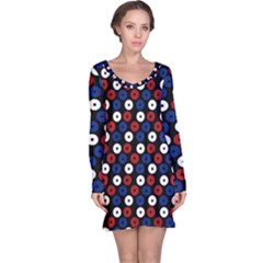 Eye Dots Red Blue Long Sleeve Nightdress by snowwhitegirl