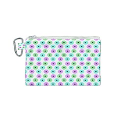 Eye Dots Green Violet Canvas Cosmetic Bag (small) by snowwhitegirl