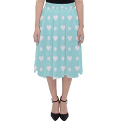 Hearts Dots Blue Folding Skater Skirt by snowwhitegirl