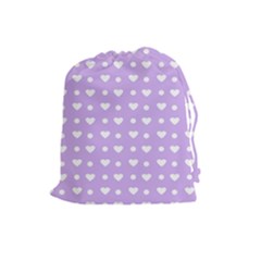 Hearts Dots Purple Drawstring Pouch (large) by snowwhitegirl