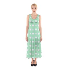 Hearts Dots Green Sleeveless Maxi Dress by snowwhitegirl