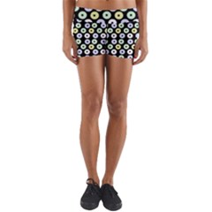 Eye Dots Black Pastel Yoga Shorts by snowwhitegirl