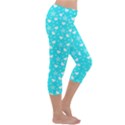 Hearts And Star Dot Blue Capri Yoga Leggings View3