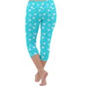 Hearts And Star Dot Blue Capri Yoga Leggings View4