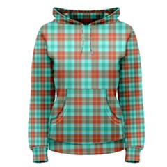 Aqua Orange Plaid Women s Pullover Hoodie by snowwhitegirl