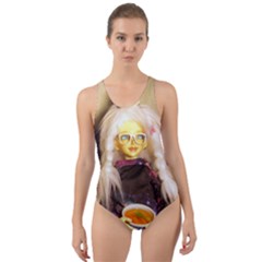 Eating Lunch Cut-out Back One Piece Swimsuit by snowwhitegirl