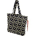 Antique Flowers Black Drawstring Tote Bag View1