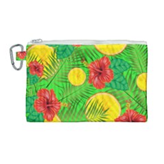 Orange Tropics Green Canvas Cosmetic Bag (large) by snowwhitegirl