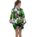 Flamingo Floral White Long Sleeve Kimono Robe View2