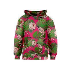 Flamingo Floral Pink Kids  Pullover Hoodie by snowwhitegirl