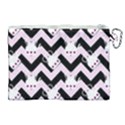 Pink Teapot Chevron Canvas Cosmetic Bag (XL) View2