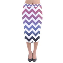 Pink Blue Black Ombre Chevron Velvet Midi Pencil Skirt by snowwhitegirl