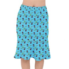 School Girl Pattern Blue Mermaid Skirt by snowwhitegirl