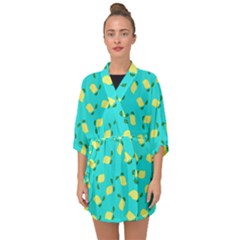 Lemons Blue Half Sleeve Chiffon Kimono by snowwhitegirl