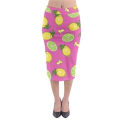 Lemons And Limes Pink Midi Pencil Skirt by snowwhitegirl